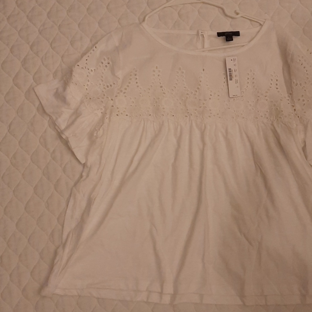 J Crew White Top Size L (100% Cotton)